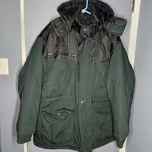 Vintage/Retro/90s Bear Force Reversible Winter Parka Coat-Mens XL-Green/Black